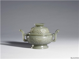 清 青玉兽面纹炉,清,玉石,香具/盛装器