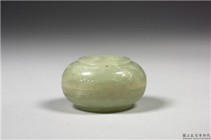 清 青玉云蝠寿字小圆盒,清,玉石,香具/盛装器