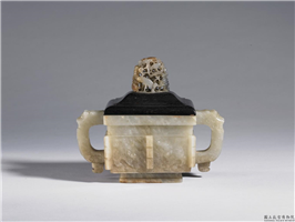 清 青玉兽面纹长方炉,清,玉石,香具/盛装器