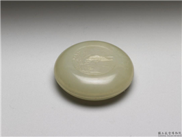 清 青玉雕山水小圆盒,清,玉石,香具/盛装器