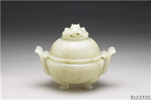 清 白玉兽面纹炉,清,玉石,香具/盛装器
