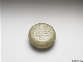 清 灰玉万字圆盒,清,玉石,香具/盛装器