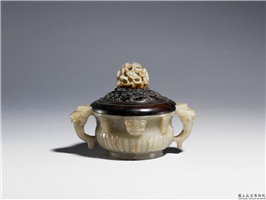 清 青玉直纹簋形炉,清,玉石,香具/盛装器
