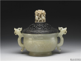 清 青玉兽面炉,清,玉石,香具/盛装器