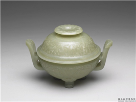 清 青玉兽面炉,清,玉石,香具/盛装器