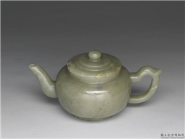 清 青玉雕诗茶壶,清,玉石,香具/盛装器