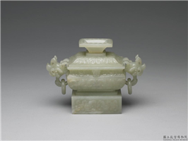 清 青玉鸟纹簋形炉,清,玉石,香具/盛装器