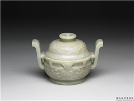 清 青玉兽面纹炉,清,玉石,香具/盛装器