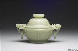 清 乾隆 青玉兽面纹炉,清 乾隆,玉石,香具/盛装器