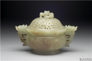 清 青玉兽面纹炉,清,玉石,香具/盛装器