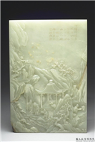 清 玉放鹤插屏,清,角闪玉,摆设