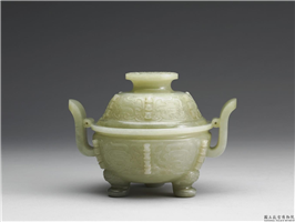 清 青玉兽面纹炉,清,玉石,香具/盛装器