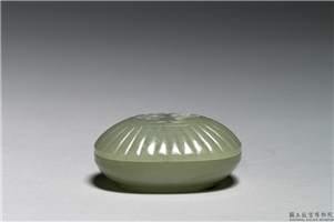 清 青玉直纹椭圆小盒,清,玉石,香具/盛装器