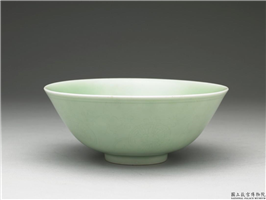 清 嘉庆 冬青釉暗花碗,清 仁宗,,食器