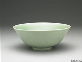 清 嘉庆 冬青釉暗花碗,清 仁宗,,食器