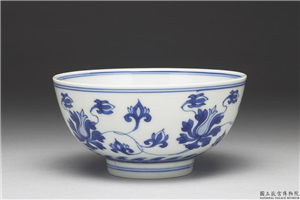 清 康熙 青花番莲碗,清 圣祖,,食器