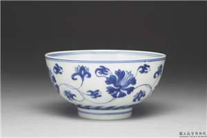 清 康熙 青花番莲碗,清 圣祖,,食器