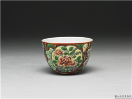 清 雍正 瓷胎画珐琅红地花卉杯,清 世宗,,饮器