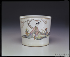 清 晚期 浅绦彩瓷仕女花盆,清 晚期 同治元年,陶瓷,花器