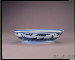 明 宣德窑 青花三友〈海棠〉诗意仕女图盘,明 宣德,陶瓷,盛装器