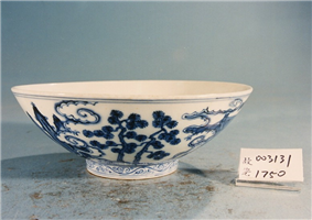 明 宣德款 青花仙女乘鹤图碗,明 宣德,陶瓷,食器