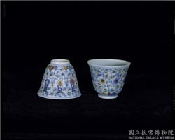 雍正窑 斗彩莲花梵文盃,清 雍正,陶瓷,饮器