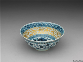 明 永乐 青花描金卷草莲纹碗,明,,盛装器