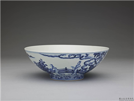 明 宣德 青花庭园仕女图碗,明 宣宗,陶瓷,盛装器