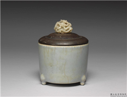 明 仿哥窑 筒式三足炉,明,,香具