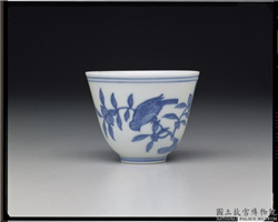 明 成化窑 青花花鸟纹杯,明 成化,陶瓷,饮器