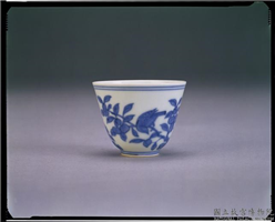 明 成化窑 青花花鸟纹杯,明 成化,陶瓷,饮器