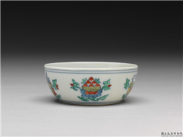 明 成化窑 斗彩莲托五珍宝小洗,明 成化,,水器