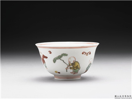 明 嘉靖 五彩婴戏图杯,明嘉靖,陶瓷,盛装器