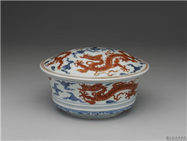 明 宣德窑 青花描红云龙纹合碗,明 宣德,陶瓷,食器