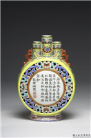 清 乾隆八年 磁胎洋彩三多诗意轿瓶,清 高宗8年,,盛装器