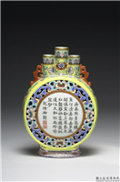 清 乾隆八年 磁胎洋彩三多诗意轿瓶,清 高宗8年,,盛装器