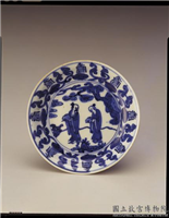 明 万历 青花人物寿字碟,明 万历,陶瓷,盛装器