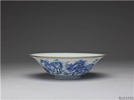 明 嘉靖 青花八骏图碗,明 嘉靖,陶瓷,盛装器,食器