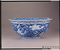 明 宣德窑 青花海兽纹碗,明 宣德,陶瓷,食器