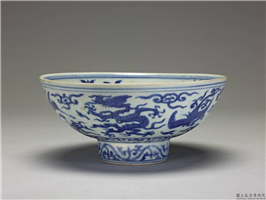 明 嘉靖 青花龙凤寿字高足碗,明 世宗,陶瓷,盛装器