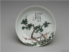 清 雍正 珐琅彩瓷松梅图盘,清 世宗 雍正,陶瓷,盛装器
