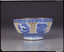 明 万历 青花白地玲珑银里茶锺,明 万历,陶瓷,盛装器