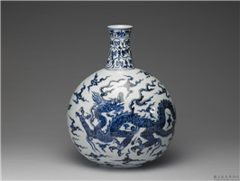 明 永乐 青花云龙扁壶,明 成祖,,盛装器