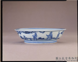 明 宣德窑 青花三友人物碟,明 宣德,陶瓷,盛装器