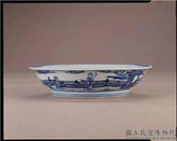明 宣德窑 青花三友人物碟,明 宣德,陶瓷,盛装器