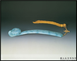 清 蓝绿釉瓷福寿如意,清,,陈设