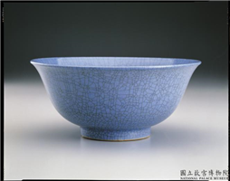 明 无款 天蓝釉撇口碗,明 宣德,陶瓷,食器