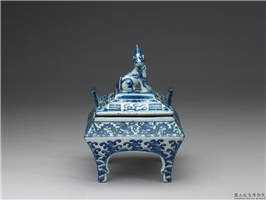 明 万历窑 青花云龙八卦方炉,明,,