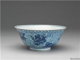 明 青花海兽撇口碗,明,,盛装器