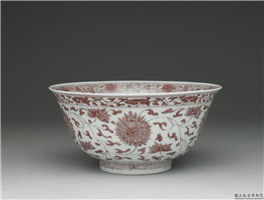 明 洪武 釉里红番莲大碗,明,,盛装器